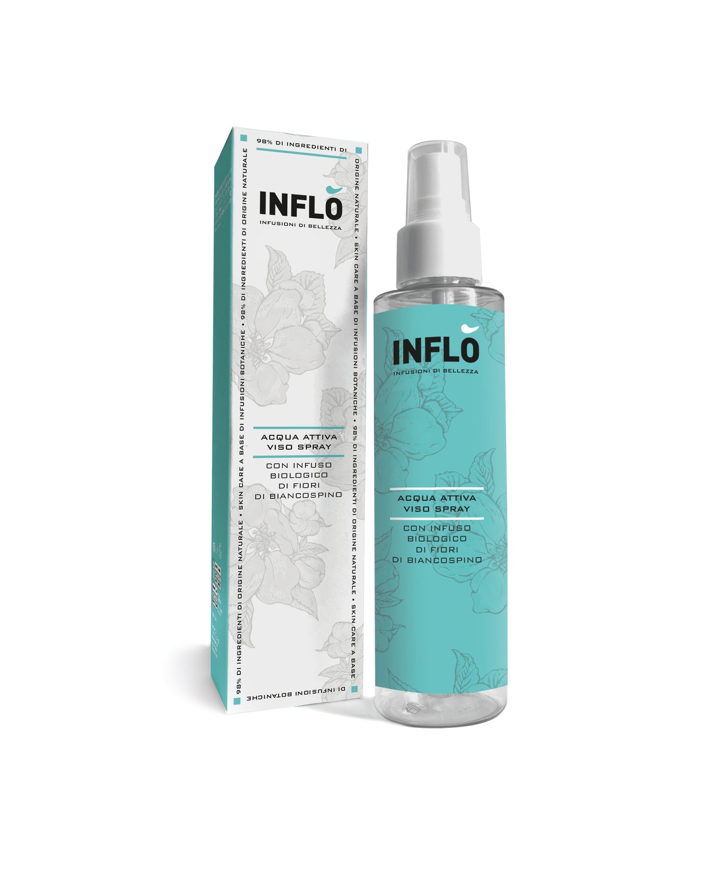 Inflò Apă Tonică Spray pentru Față cu Extract Organic din Flori de Păducel