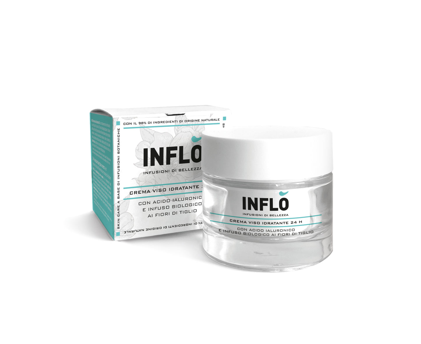 Inflò Cremă de Față Hidratantă 24 h cu Acid Hialuronic și Extract Organic din Flori de Tei