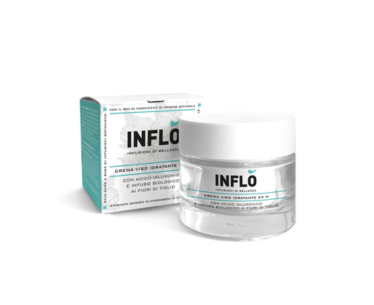 Inflò Cremă de Față Hidratantă 24 h cu Acid Hialuronic și Extract Organic din Flori de Tei